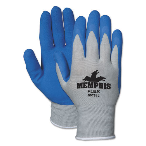 Memphis Flex Seamless Nylon Knit Gloves, Small, Blue/Gray, Dozen-(CRW96731SDZ)