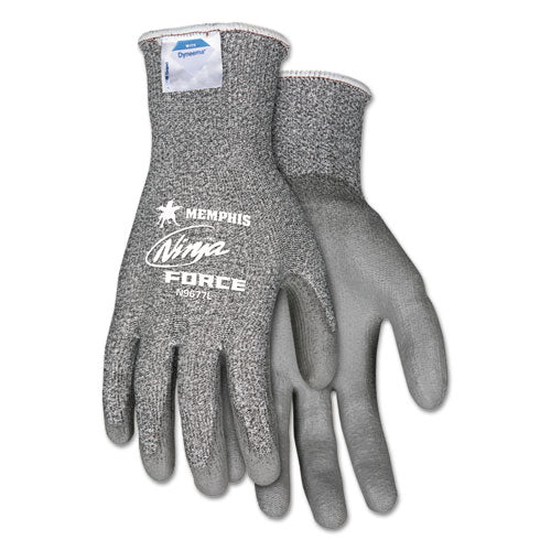 Ninja Force Polyurethane Coated Gloves, Large, Gray, Pair-(CRWN9677L)