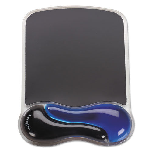 Duo Gel Wave Mouse Pad with Wrist Rest, 9.37 x 13, Blue-(KMW62401)