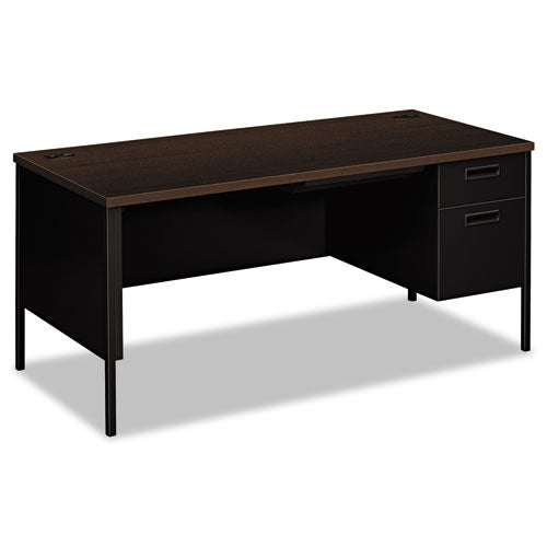 Metro Classic Series Right Pedestal "L" Workstation Desk, 66" x 30" x 29.5", Mocha/Black-(HONP3265RMOP)