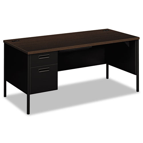 Metro Classic Series Left Pedestal "L" Workstation Desk, 66" x 30" x 29.5", Mocha/Black-(HONP3266LMOP)