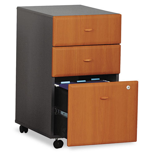 Mobile Pedestal File, Left/Right, 3-Drawers: Box/Box/File, Legal/Letter/A4/A5, Cherry/Gray, 15.75" x 20.25" x 27.88"-(BSHWC57453SU)