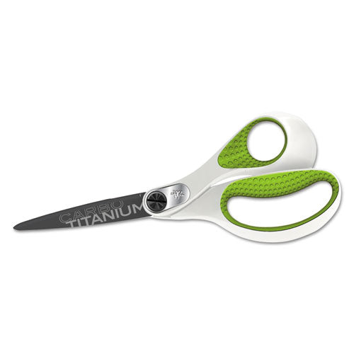 CarboTitanium Bonded Scissors, 8" Long, 3.25" Cut Length, White/Green Straight Handle-(ACM16447)