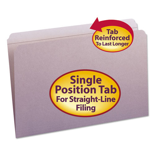 Reinforced Top Tab Colored File Folders, Straight Tabs, Legal Size, 0.75" Expansion, Lavender, 100/Box-(SMD17410)