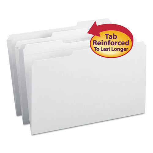 Reinforced Top Tab Colored File Folders, 1/3-Cut Tabs: Assorted, Legal Size, 0.75" Expansion, White, 100/Box-(SMD17834)