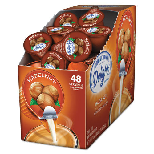 Flavored Liquid Non-Dairy Coffee Creamer, Hazelnut, 0.4375 oz Cup, 48/Box-(ITD02283)