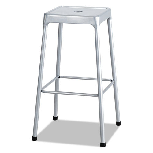 Bar-Height Steel Stool, Backless, Supports Up to 250 lb, 29" Seat Height, Silver-(SAF6606SL)