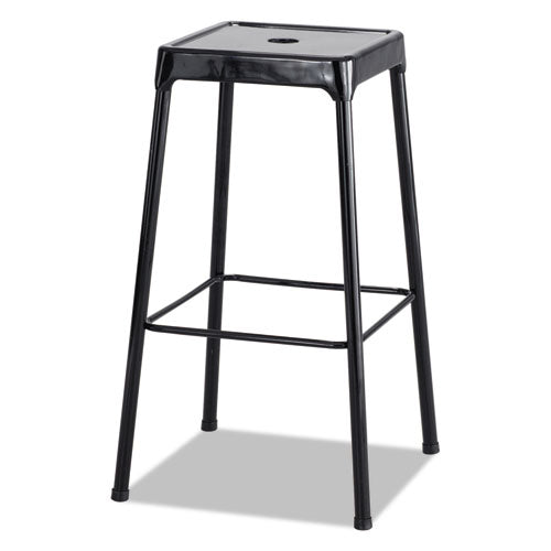 Bar-Height Steel Stool, Backless, Supports Up to 250 lb, 29" Seat Height, Black-(SAF6606BL)