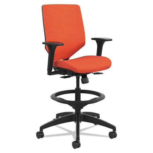 Solve Series Upholstered Back Task Stool, Supports Up to 300 lb, 23" to 33" Seat Height, Bittersweet Seat/Back, Black Base-(HONSVSU1ACLC46T)