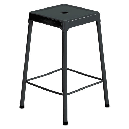 Counter-Height Steel Stool, Backless, Supports Up to 250 lb, 25" Seat Height, Black-(SAF6605BL)