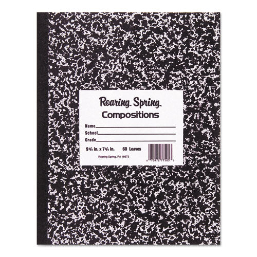 Marble Cover Composition Book, Wide/Legal Rule, Black Marble Cover, (60) 10 x 8 Sheets-(ROA77505)