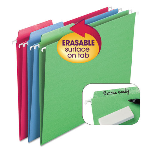 Erasable Folders, Letter Size, 1/3-Cut Tabs, Assorted Colors, 18/Box-(SMD64031)