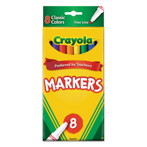 Non-Washable Marker, Fine Bullet Tip, Assorted Classic Colors, 8/Pack-(CYO587709)