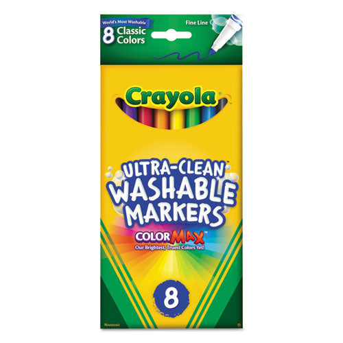 Ultra-Clean Washable Markers, Fine Bullet Tip, Assorted Colors, 8/Pack-(CYO587809)