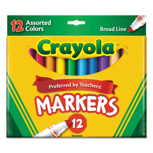 Non-Washable Marker, Broad Bullet Tip, Assorted Classic Colors, Dozen-(CYO587712)