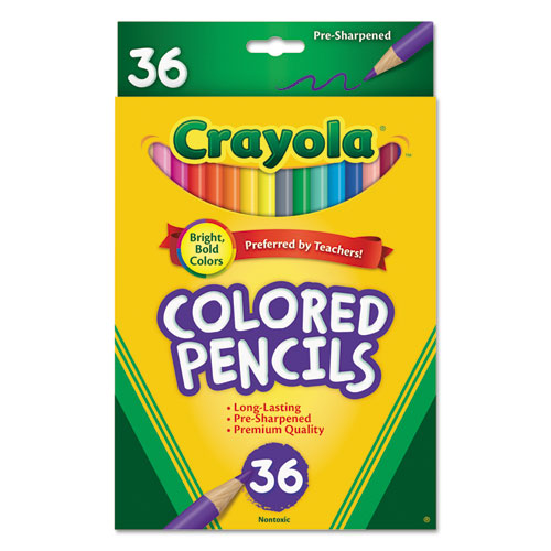 Short-Length Colored Pencil Set, 3.3 mm, 2B (#1), Assorted Lead/Barrel Colors, 36/Pack-(CYO684036)