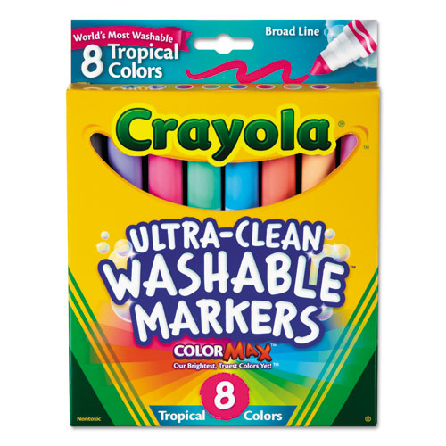 Tropical Color Washable Markers, Broad Bullet Tip, Assorted Colors, 8/Pack-(CYO587816)