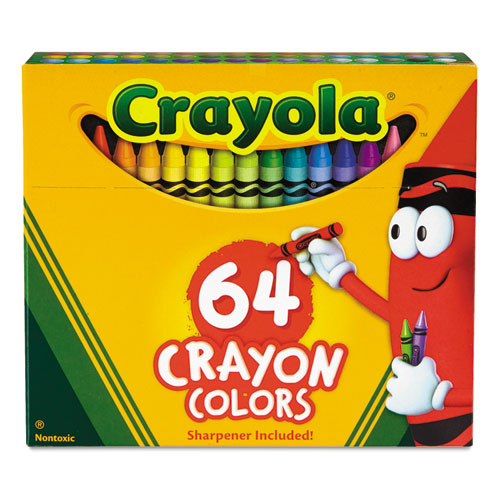 Classic Color Crayons in Flip-Top Pack with Sharpener, 64 Colors/Pack-(CYO52064D)