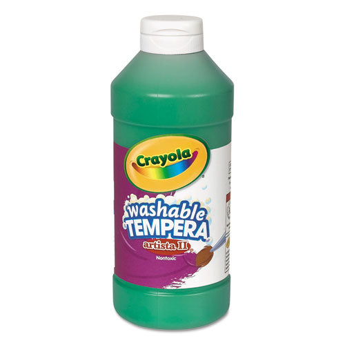 Artista II Washable Tempera Paint, Green, 16 oz Bottle-(CYO543115044)