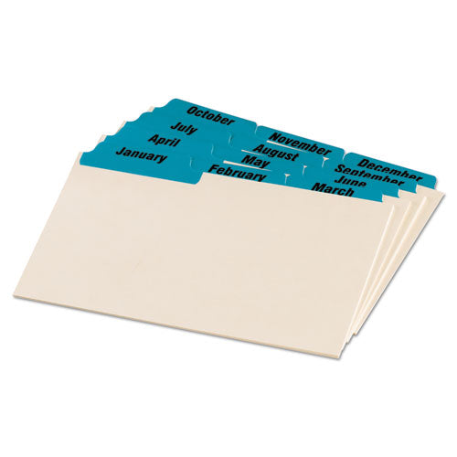 Manila Index Card Guides with Laminated Tabs, 1/3-Cut Top Tab, January to December, 4 x 6, Manila, 12/Set-(OXF04613)