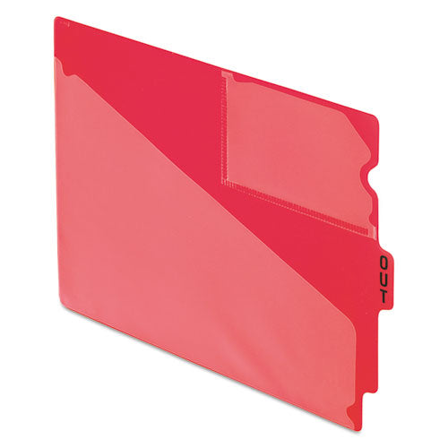 Colored Poly Out Guides with Center Tab, 1/3-Cut End Tab, Out, 8.5 x 11, Red, 50/Box-(PFX13541)