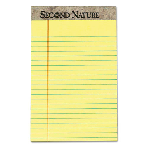 Second Nature Recycled Ruled Pads, Narrow Rule, 50 Canary-Yellow 5 x 8 Sheets, Dozen-(TOP74840)