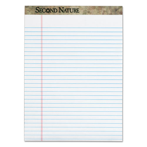 Second Nature Recycled Ruled Pads, Wide/Legal Rule, 50 White 8.5 x 11.75 Sheets, Dozen-(TOP74880)