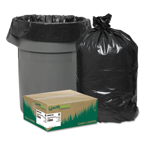 Linear Low Density Recycled Can Liners, 45 gal, 2 mil, 40" x 46", Black, 10 Bags/Roll, 10 Rolls/Carton-(WBIRNW4620)