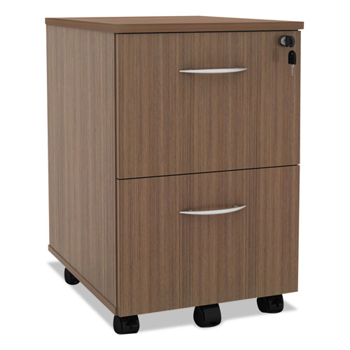 Alera Valencia Series Mobile Pedestal, Left or Right, 2 Legal/Letter-Size File Drawers, Modern Walnut, 15.38" x 20" x 26.63"-(ALEVA582816WA)