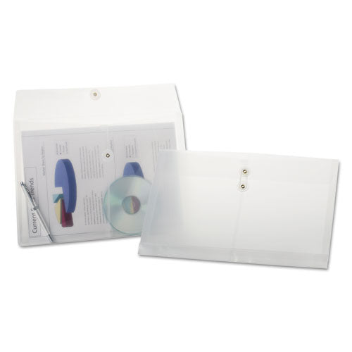 Poly String and Button Envelope, String/Button Closure, 8.5 x 14, Clear, 3/Pack-(PFX638143)