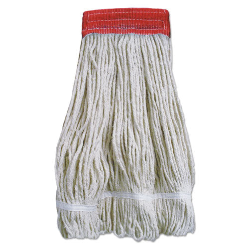 Wideband Looped-End Mop Heads, 20 oz, Natural w/Red Band, 12/Carton-(BWK5320FTBNBTCT)