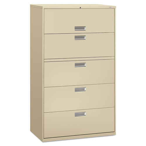 Brigade 600 Series Lateral File, 4 Legal/Letter-Size File Drawers, 1 Roll-Out File Shelf, Putty, 42" x 18" x 64.25"-(HON695LL)