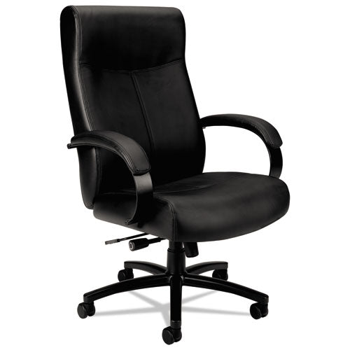 Validate Big and Tall Leather Chair, Supports Up to 450 lb, 18.75" to 21.5" Seat Height, Black-(BSXVL685SB11)