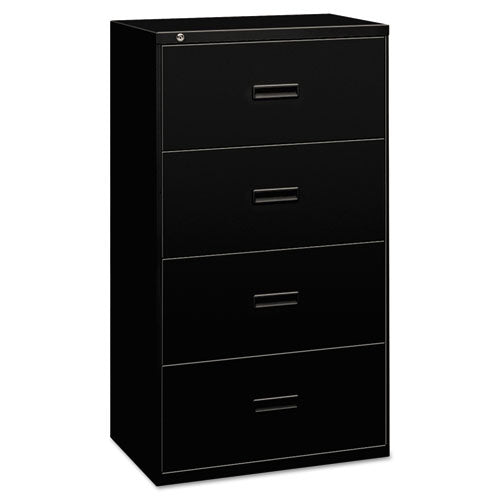 400 Series Lateral File, 4 Legal/Letter-Size File Drawers, Black, 30" x 18" x 52.5"-(BSX434LP)