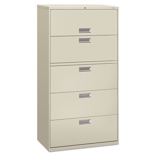 Brigade 600 Series Lateral File, 4 Legal/Letter-Size File Drawers, 1 Roll-Out File Shelf, Light Gray, 36" x 18" x 64.25"-(HON685LQ)