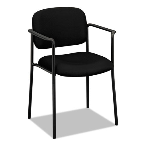 VL616 Stacking Guest Chair with Arms, Fabric Upholstery, 23.25" x 21" x 32.75", Black Seat, Black Back, Black Base-(BSXVL616VA10)