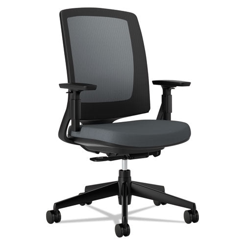 Lota Series Mesh Mid-Back Work Chair, Supports Up to 250 lb, 17.13" to 21.13" Seat Height, Charcoal Seat/Back, Black Base-(HON2281VA19T)