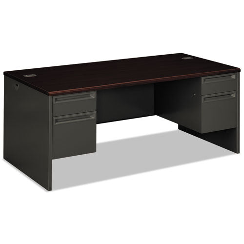 38000 Series Double Pedestal Desk, 72" x 36" x 29.5", Mahogany/Charcoal-(HON38180NS)