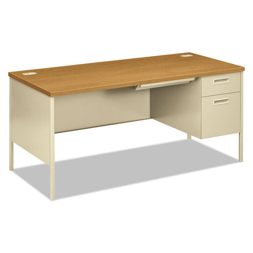 Metro Classic Series Right Pedestal "L" Workstation Desk, 66" x 30" x 29.5", Harvest/Putty-(HONP3265RCL)