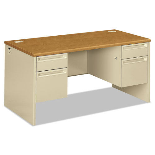 38000 Series Double Pedestal Desk, 60" x 30" x 29.5", Harvest/Putty-(HON38155CL)