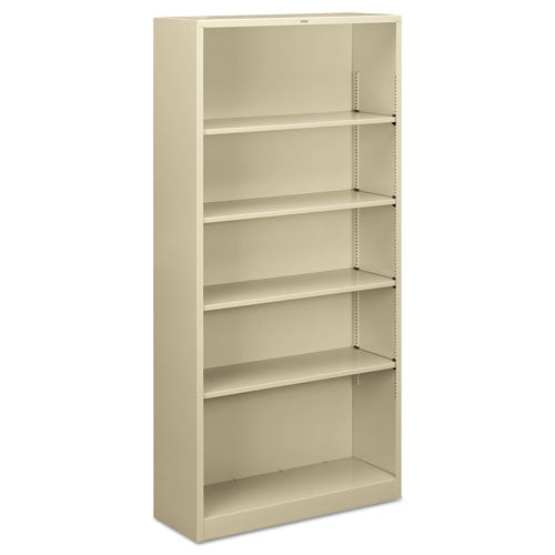 Metal Bookcase, Five-Shelf, 34.5w x 12.63d x 71h, Putty-(HONS72ABCL)