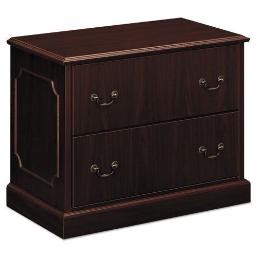 94000 Series Lateral File, 2 File Drawers, Mahogany, 37.5" x 20.5" x 29.5"-(HON94223NN)