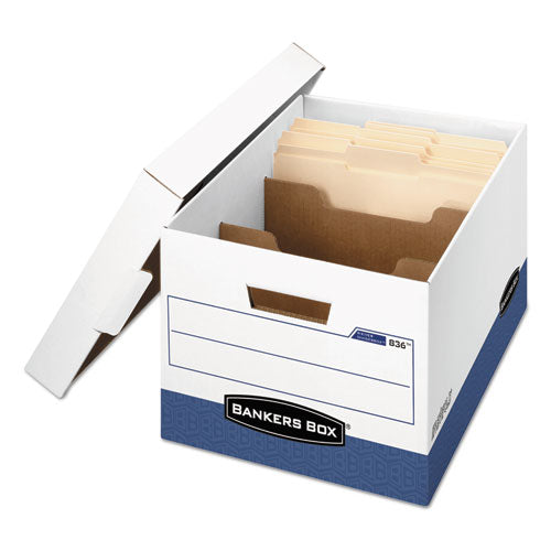 R-KIVE Heavy-Duty Storage Boxes with Dividers, Letter/Legal Files, 12.75" x 16.5" x 10.38", White/Blue, 12/Carton-(FEL0083601)