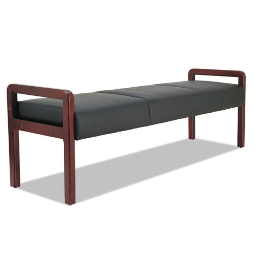 Alera Reception Lounge WL Series Bench, Three-Seater, 65.75w x 22.25d x 22.88h, Black/Mahogany-(ALERL2419M)