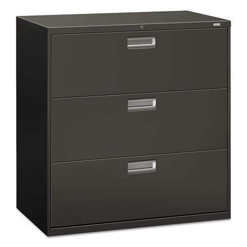 Brigade 600 Series Lateral File, 3 Legal/Letter-Size File Drawers, Charcoal, 42" x 18" x 39.13"-(HON693LS)