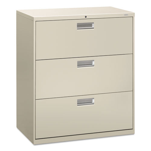 Brigade 600 Series Lateral File, 3 Legal/Letter-Size File Drawers, Light Gray, 36" x 18" x 39.13"-(HON683LQ)