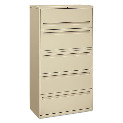 Brigade 700 Series Lateral File, 4 Legal/Letter-Size File Drawers, 1 File Shelf, 1 Post Shelf, Putty, 36" x 18" x 64.25"-(HON785LL)