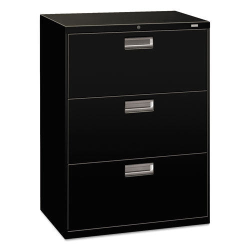 Brigade 600 Series Lateral File, 3 Legal/Letter-Size File Drawers, Black, 30" x 18" x 39.13"-(HON673LP)