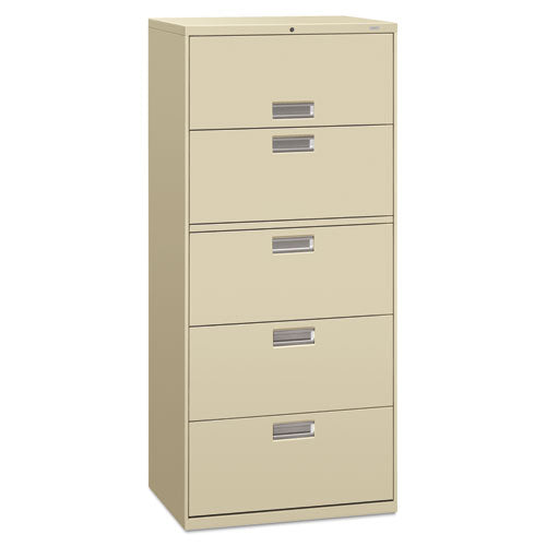 Brigade 600 Series Lateral File, 4 Legal/Letter-Size File Drawers, 1 File Shelf, 1 Post Shelf, Putty, 30" x 18" x 64.25"-(HON675LL)