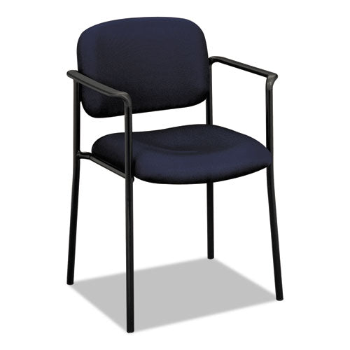 VL616 Stacking Guest Chair with Arms, Fabric Upholstery, 23.25" x 21" x 32.75", Navy Seat, Navy Back, Black Base-(BSXVL616VA90)